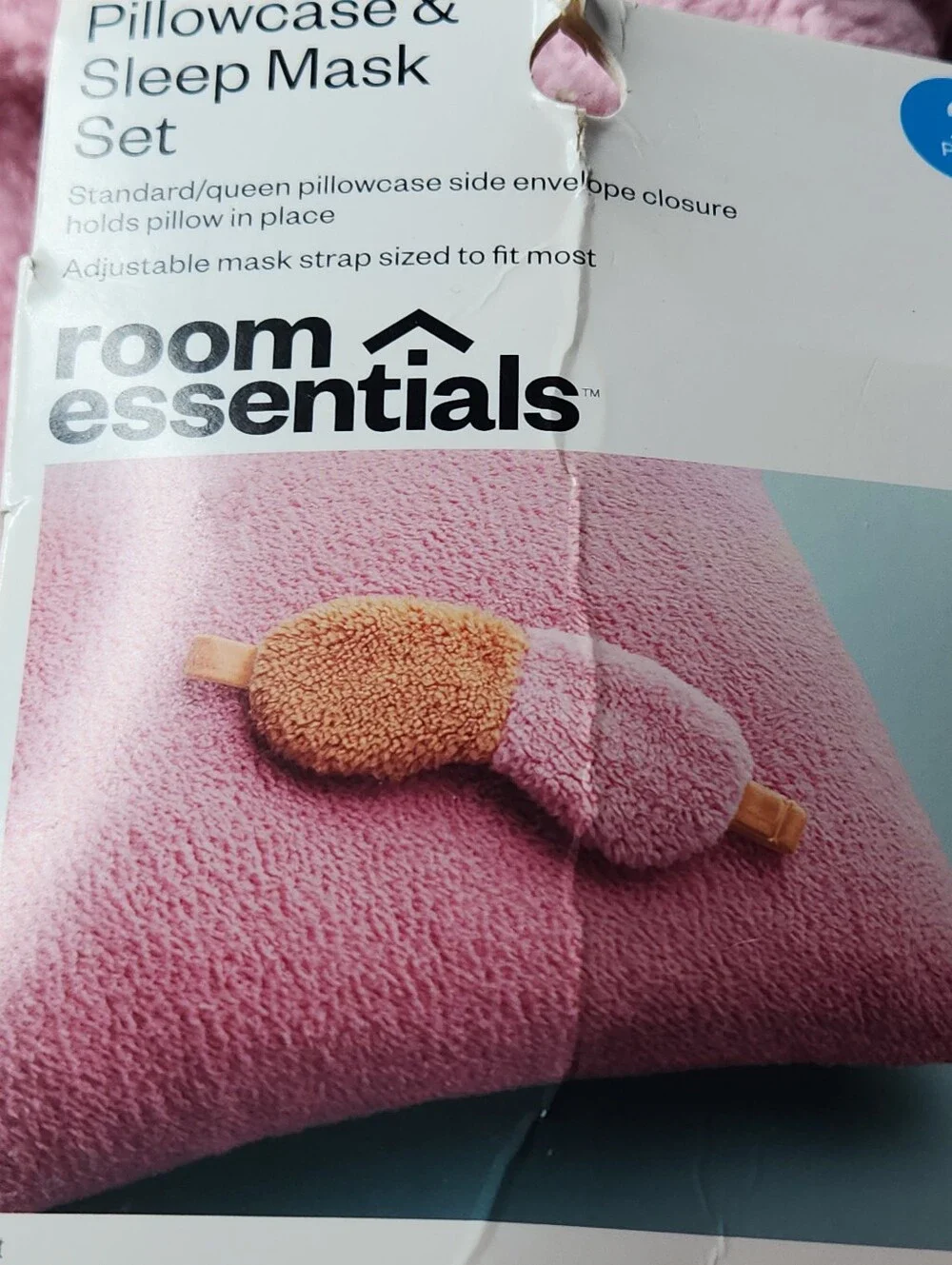 Standard Cozy Bundle Pink/Rust Pillow Case & Eye Mask - Room Essentials